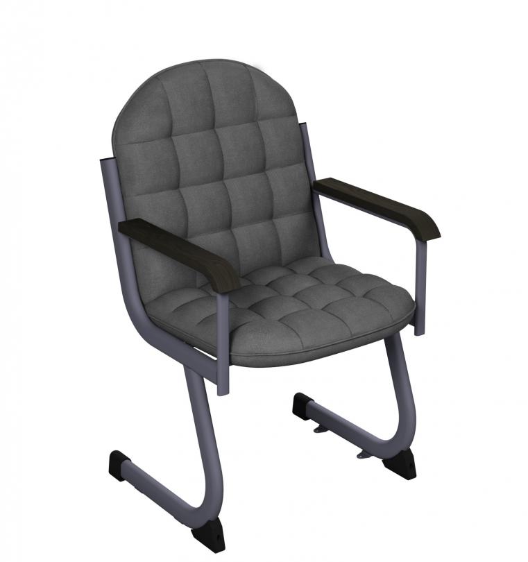 Крісло для актового залу м'яке 1-місне (тканина),на плоскоовальній трубі,АЛМАНТ,648х646х995 мм.